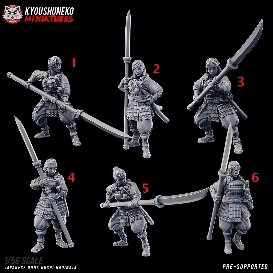 Japanese Onna Bushi Naginata Miniatures - by Kyoushuneko Miniatures