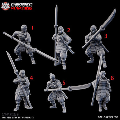 Japanese Onna Bushi Naginata Miniatures - by Kyoushuneko Miniatures