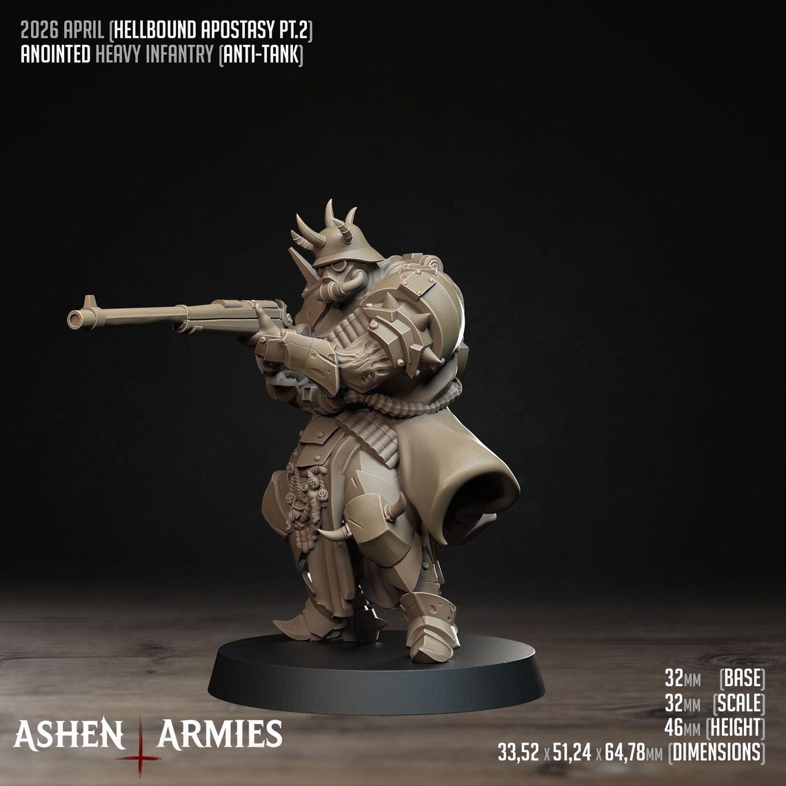 Hellbound Apostasy Anointed Heavy Infantry Anti-Tank Miniature - Ashen Armies by Bite the Bullet
