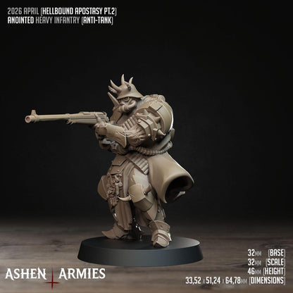 Hellbound Apostasy Anointed Heavy Infantry Anti-Tank Miniature - Ashen Armies by Bite the Bullet