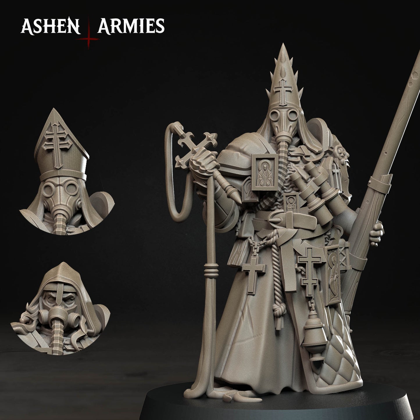 Bleeding Procession Castigator Punt Gun Miniature - Ashen Armies by Bite the Bullet