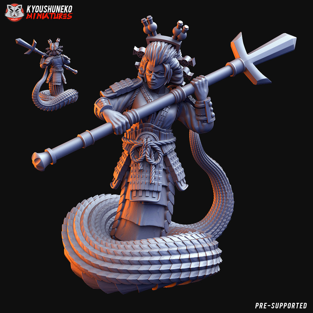 Japanese Female Naga Warrior Miniature - by Kyoushuneko Miniatures
