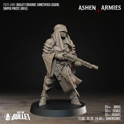 Sanctified Legion Sniper Priest Rifle Miniature - Ashen Armies by Bite the Bullet