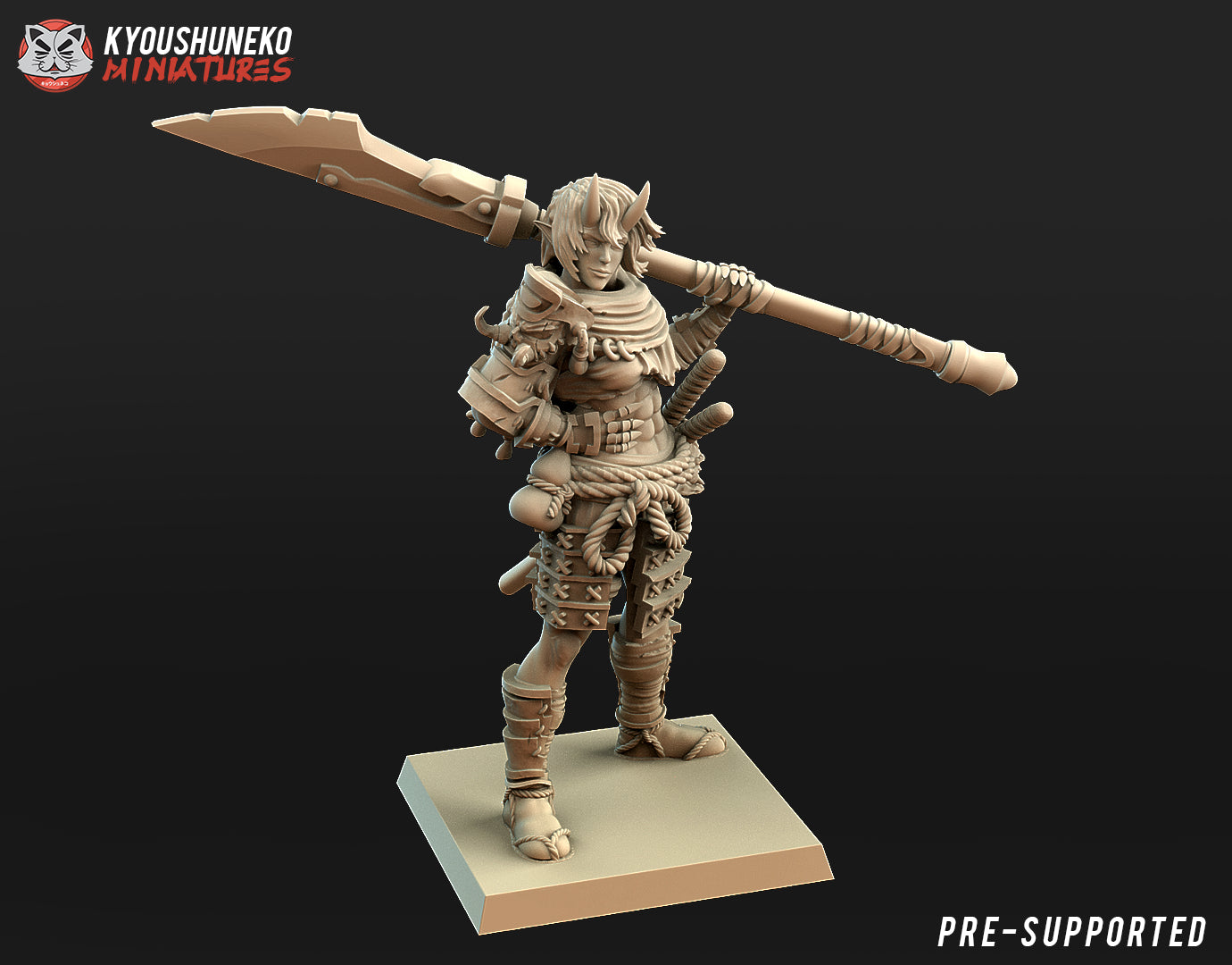 Japanese Female Oni Ronin Miniature - by Kyoushuneko Miniatures