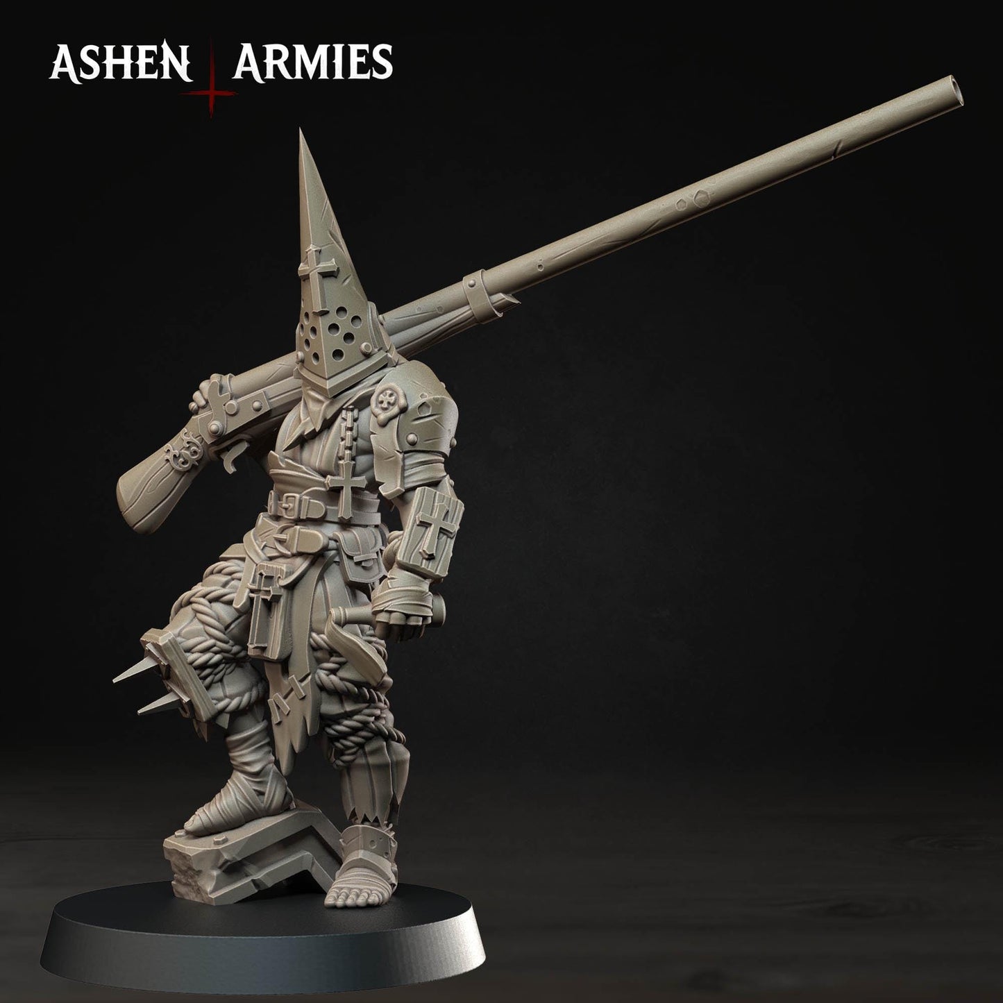 Bleeding Procession Punt Gunner Miniature - Ashen Armies by Bite the Bullet