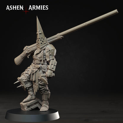 Bleeding Procession Punt Gunner Miniature - Ashen Armies by Bite the Bullet
