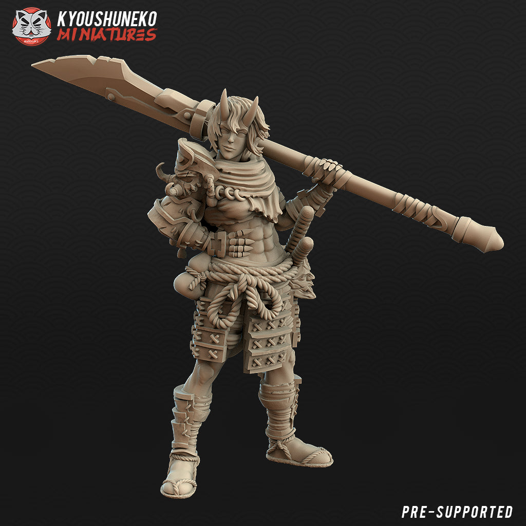 Japanese Female Oni Ronin Miniature - by Kyoushuneko Miniatures