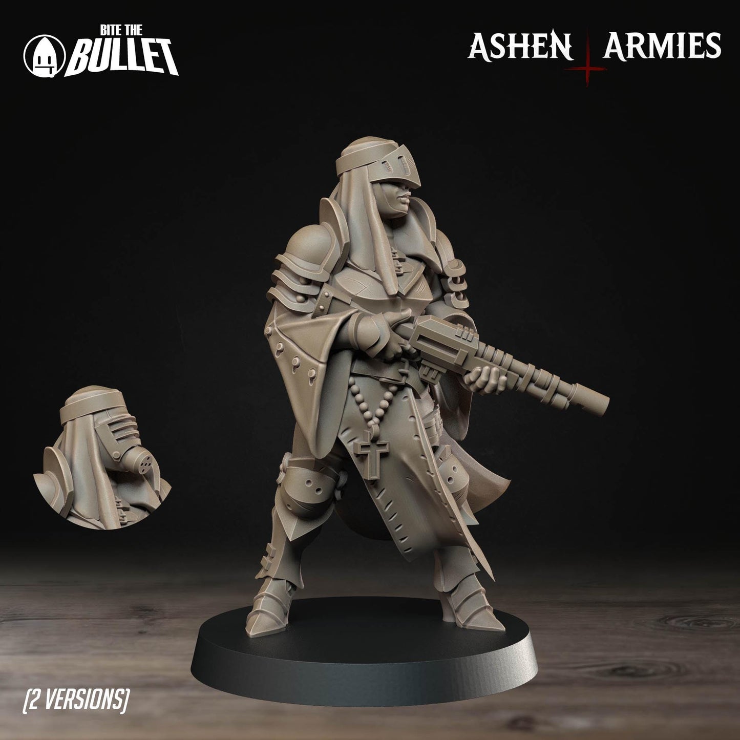 Sanctified Legion Sniper Priest Rifle Miniature - Ashen Armies by Bite the Bullet