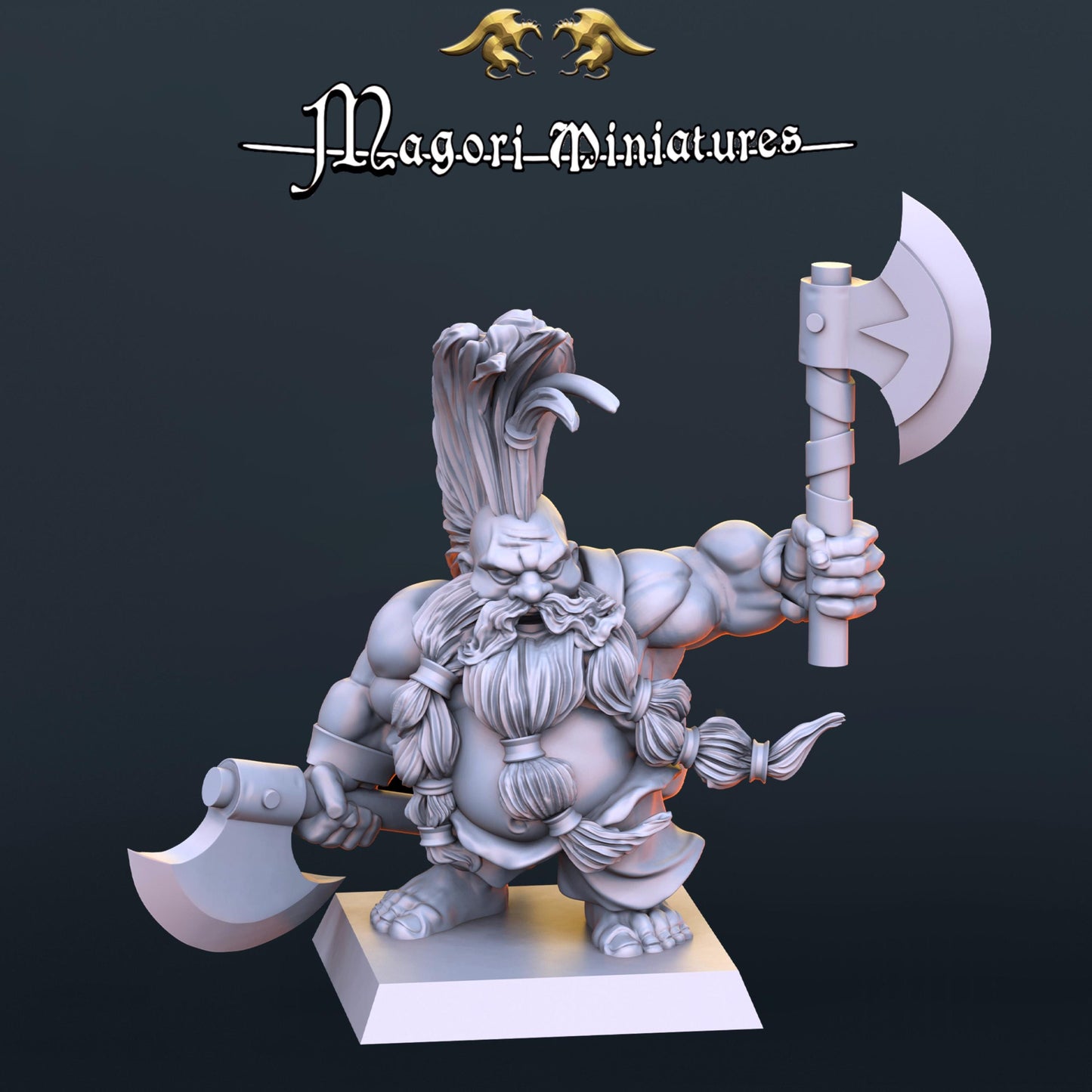 Dwarven Troll Slayer Miniature - by Magori Miniatures