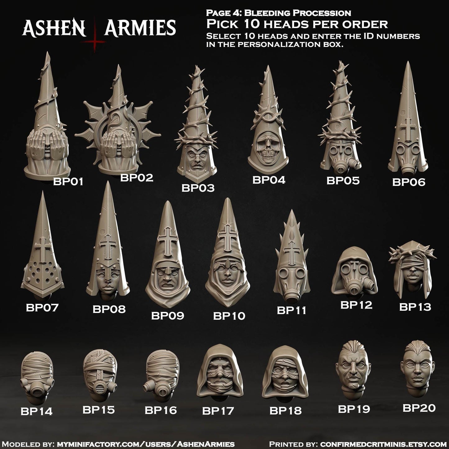Kitbash Heads for Grimdark Trench Warfare - Ashen Armies by Bite the Bullet