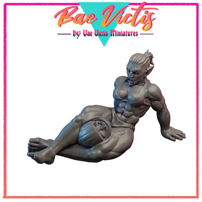 Female Orc Crushing Watermelon Bae Victis Figurine - by Vae Victis Miniatures