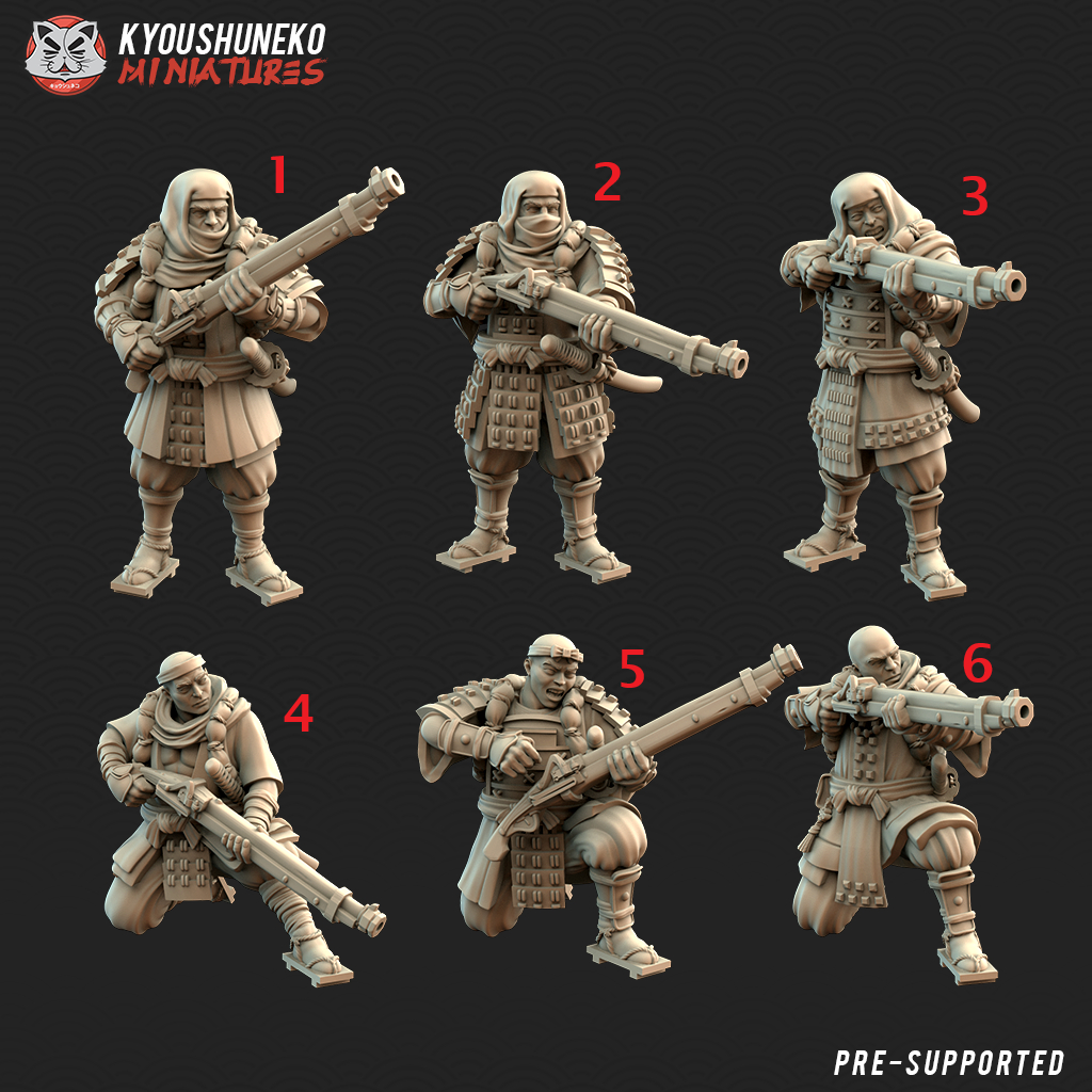 Japanese Sohei Monk Arquebus Miniatures - by Kyoushuneko Miniatures