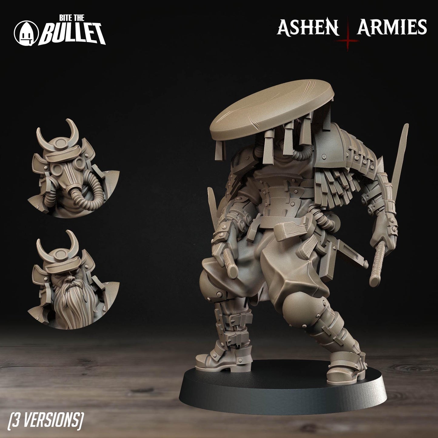 Holy Shogunate Trench Cleric Miniature - Ashen Armies by Bite the Bullet
