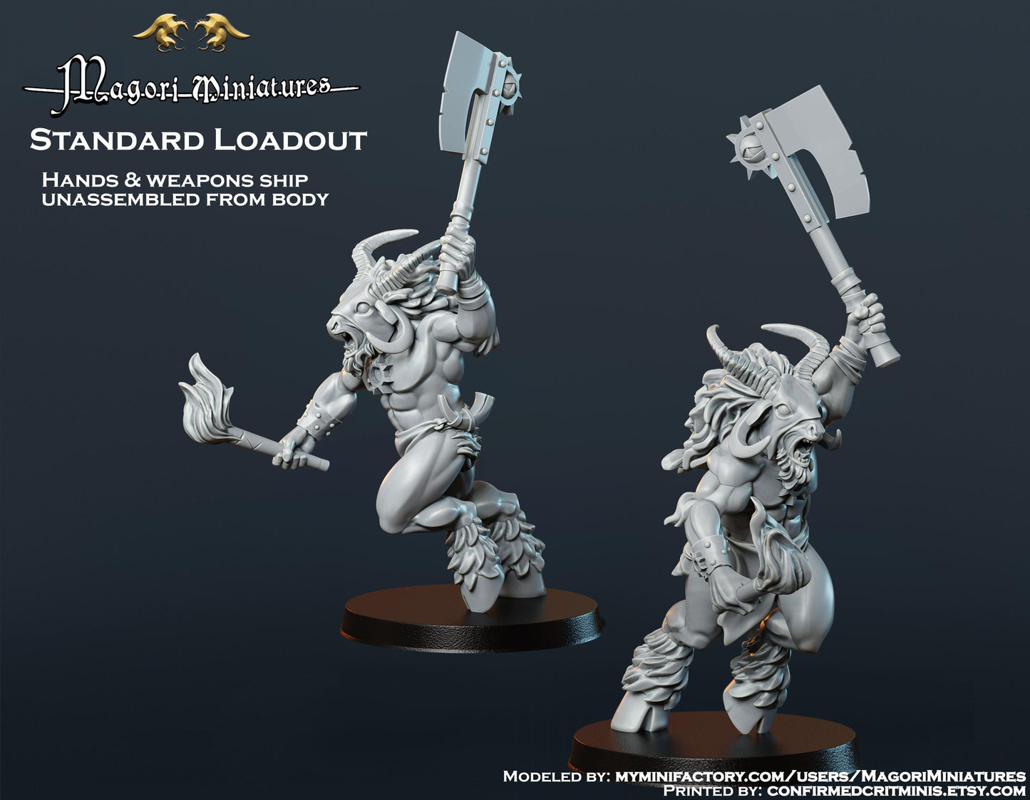 Goatman Cultist Miniature B - by Magori Miniatures