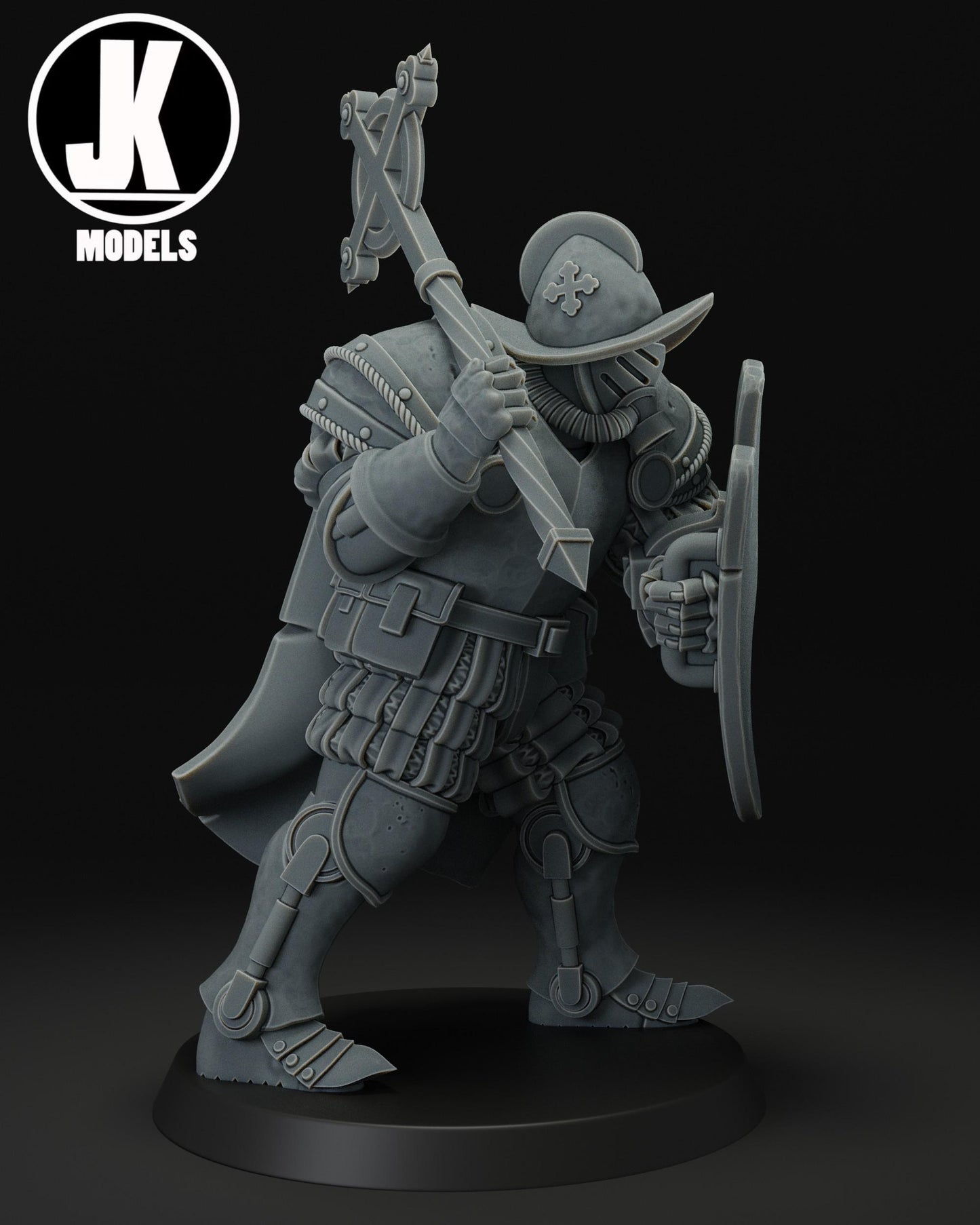 Papal Heavy Infantry Mace Shield Miniature - JK Remo Models
