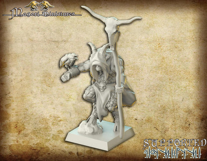 Goatman Shaman Miniature - by Magori Miniatures