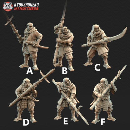 Japanese Sohei Monk Spearmen Miniatures - by Kyoushuneko Miniatures