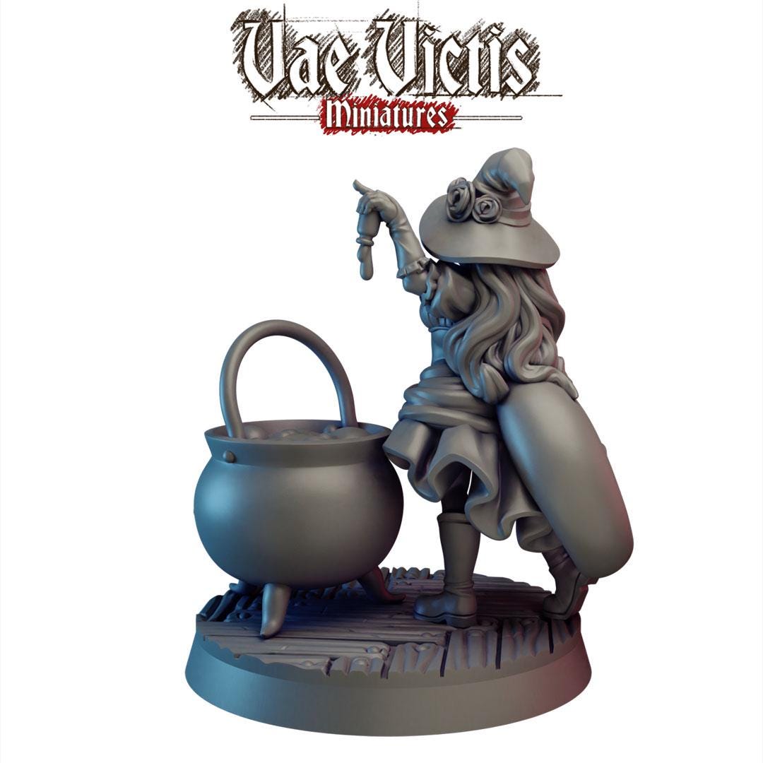 Witch and Cauldron Miniature - by Vae Victis Miniatures
