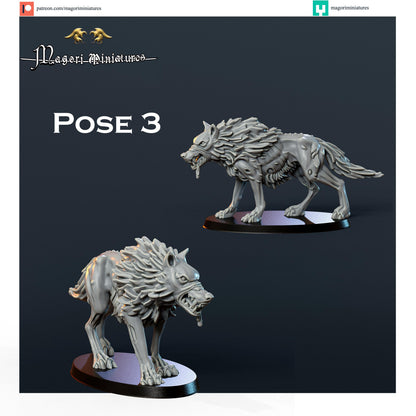 Undead Dire Wolf Miniatures - by Magori Miniatures