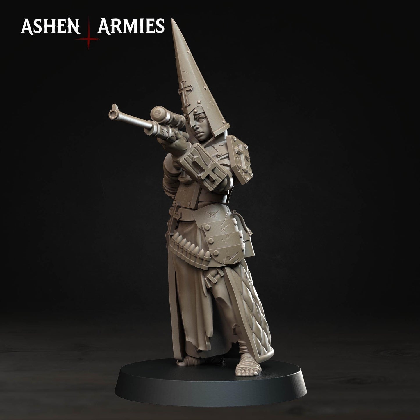 Bleeding Procession Sniper Miniature - Ashen Armies by Bite the Bullet