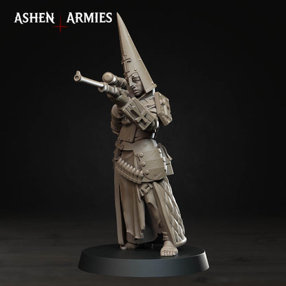 Bleeding Procession Sniper Miniature - Ashen Armies by Bite the Bullet