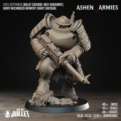 Holy Shogunate Heavy Infantry Shotgun Miniature - Ashen Armies by Bite the Bullet