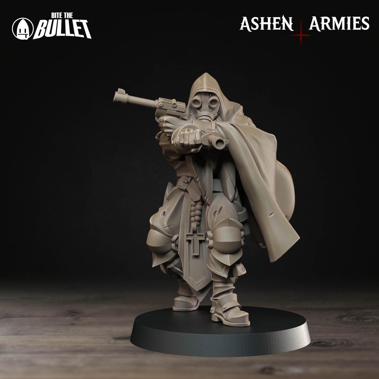 Sanctified Legion Sniper Priest Pistols Miniature - Ashen Armies by Bite the Bullet
