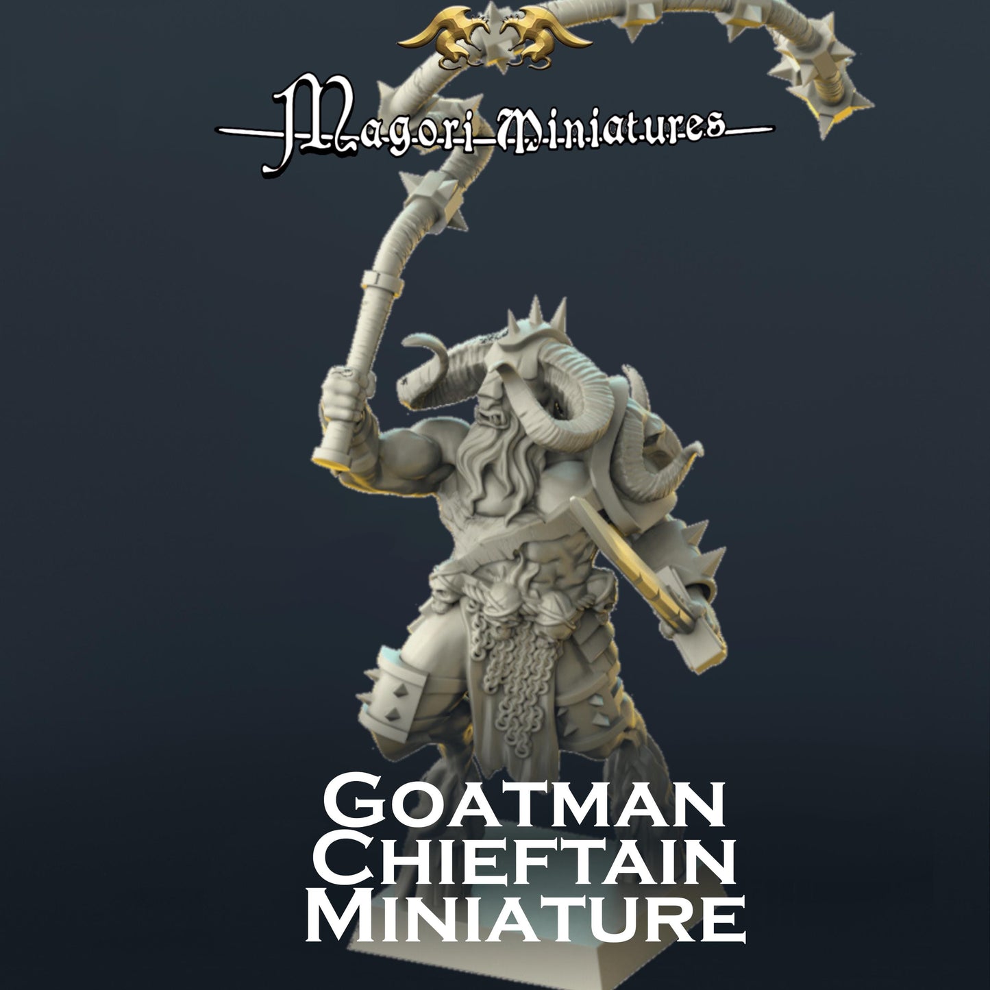 Goatman Chieftain Miniature - by Magori Miniatures