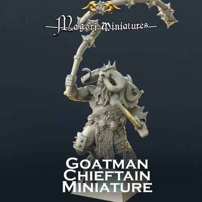 Goatman Chieftain Miniature - by Magori Miniatures