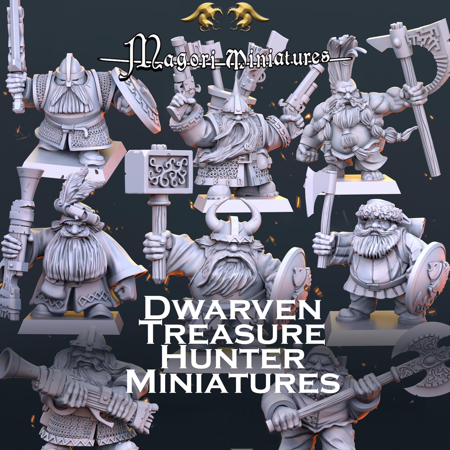 Dwarven Treasure Hunter Miniatures - by Magori Miniatures