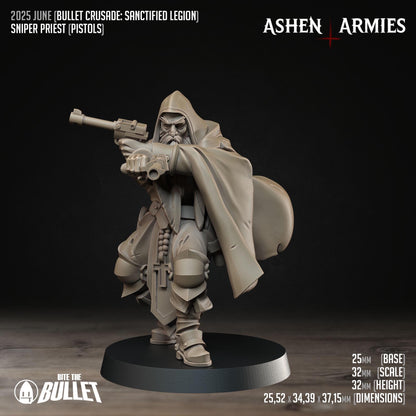 Sanctified Legion Sniper Priest Pistols Miniature - Ashen Armies by Bite the Bullet