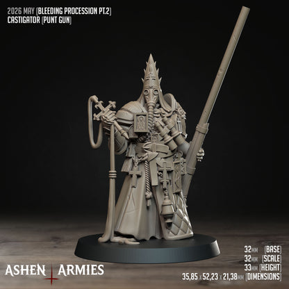 Bleeding Procession Castigator Punt Gun Miniature - Ashen Armies by Bite the Bullet
