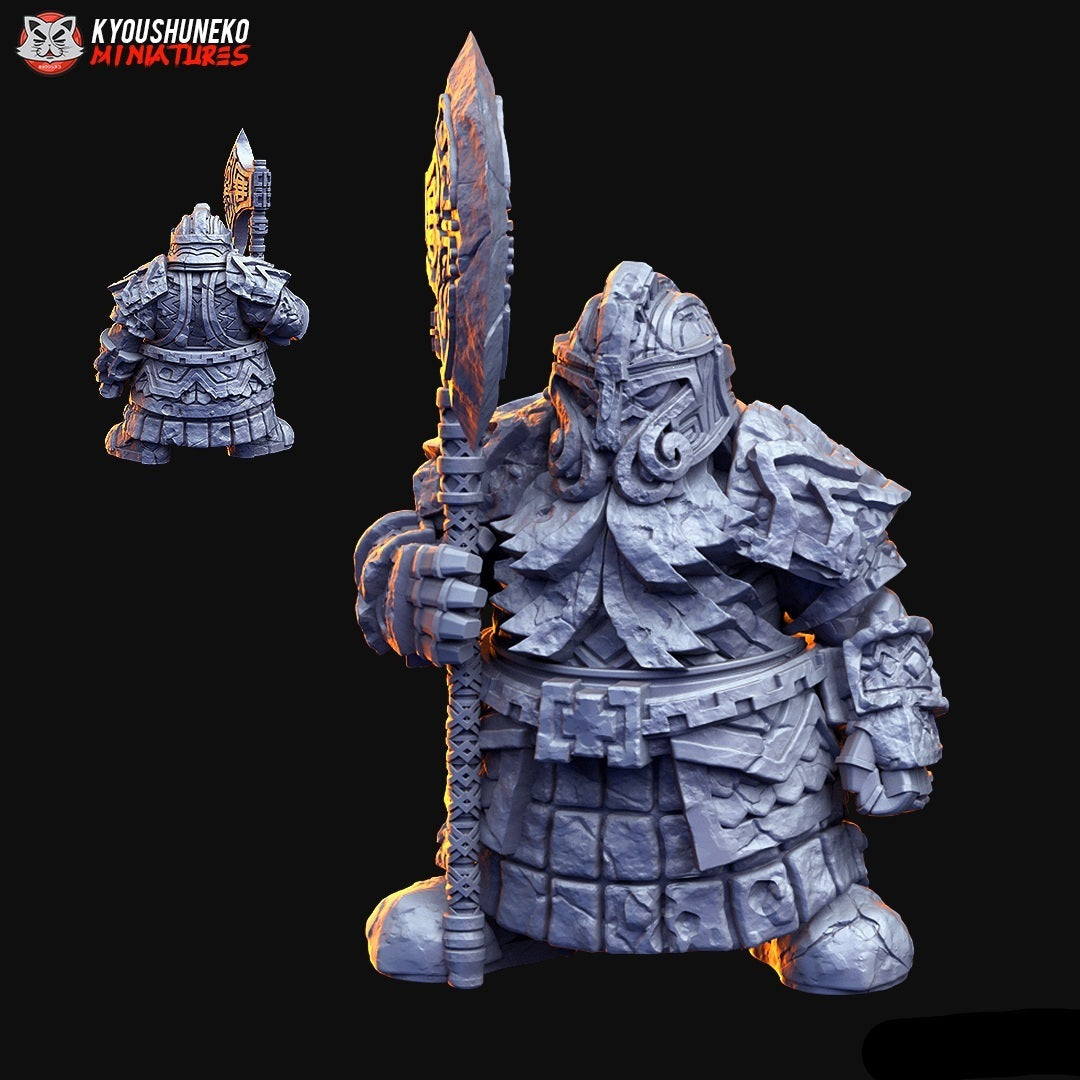 Dwarf Gatekeeper Golem Miniature B - by Kyoushuneko Miniatures