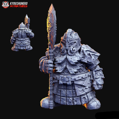 Dwarf Gatekeeper Golem Miniature B - by Kyoushuneko Miniatures