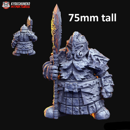 Dwarf Gatekeeper Golem Miniature B - by Kyoushuneko Miniatures