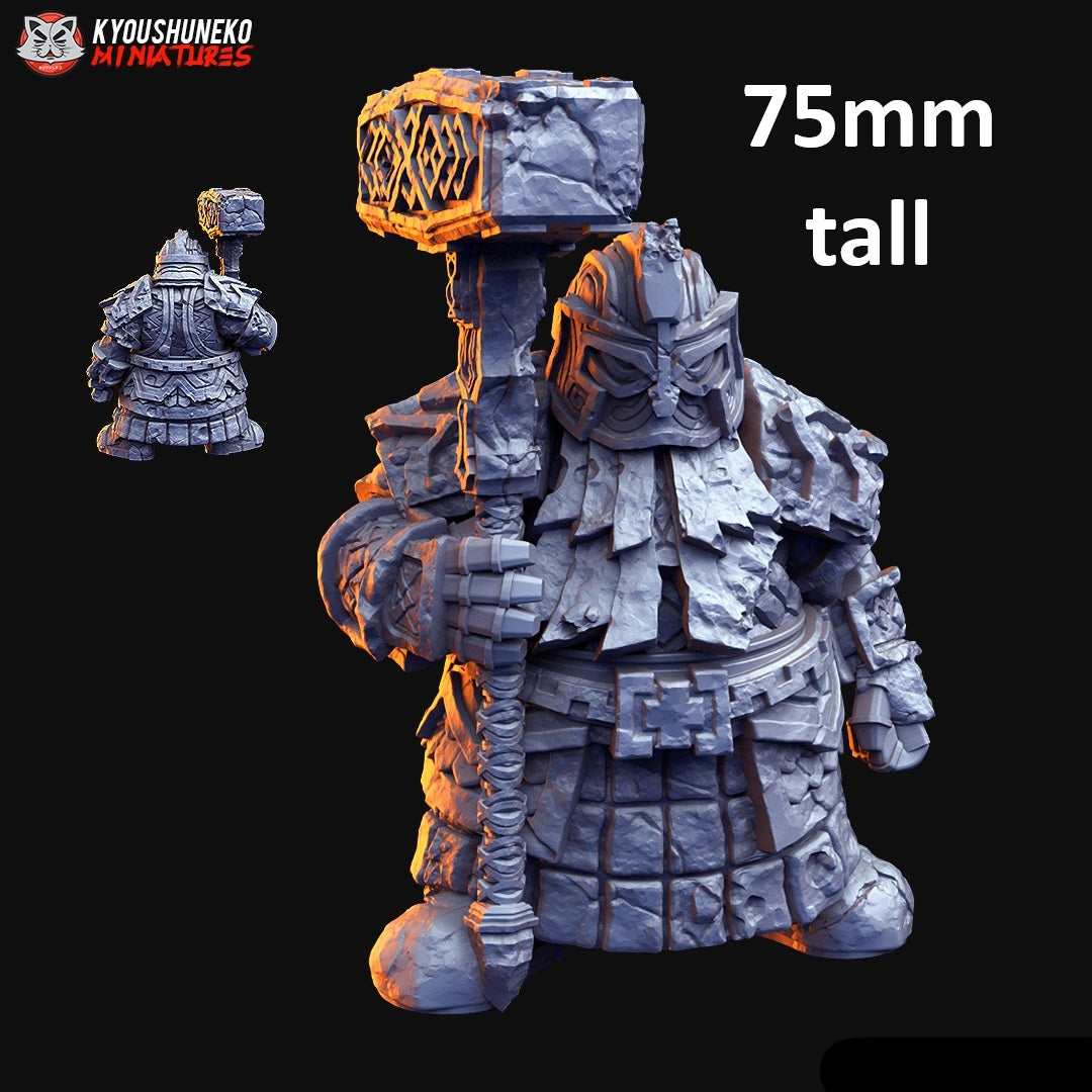 Dwarf Gatekeeper Golem Miniature D - by Kyoushuneko Miniatures