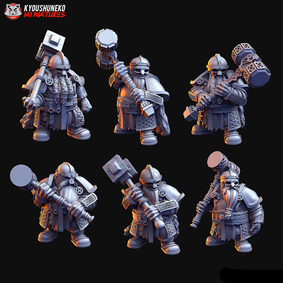 Dwarf Great Hammermen Miniatures - by Kyoushuneko Miniatures