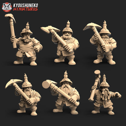 Dwarf Miner Units Miniatures - by Kyoushuneko Miniatures