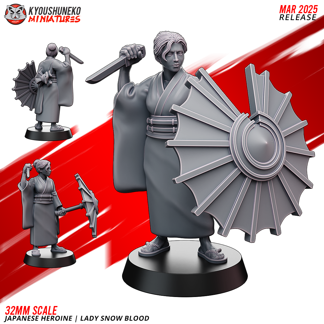 Japanese Lady Snow Blood Heroine Miniature - by Kyoushuneko Miniatures