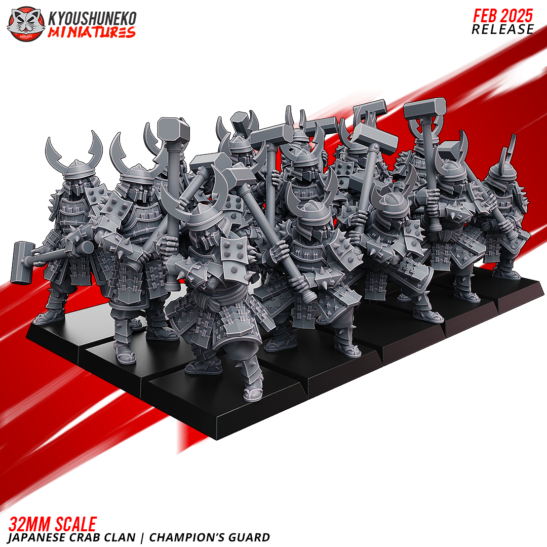 Japanese Crab Clan Champion's Guard Miniatures- by Kyoushuneko Miniatures