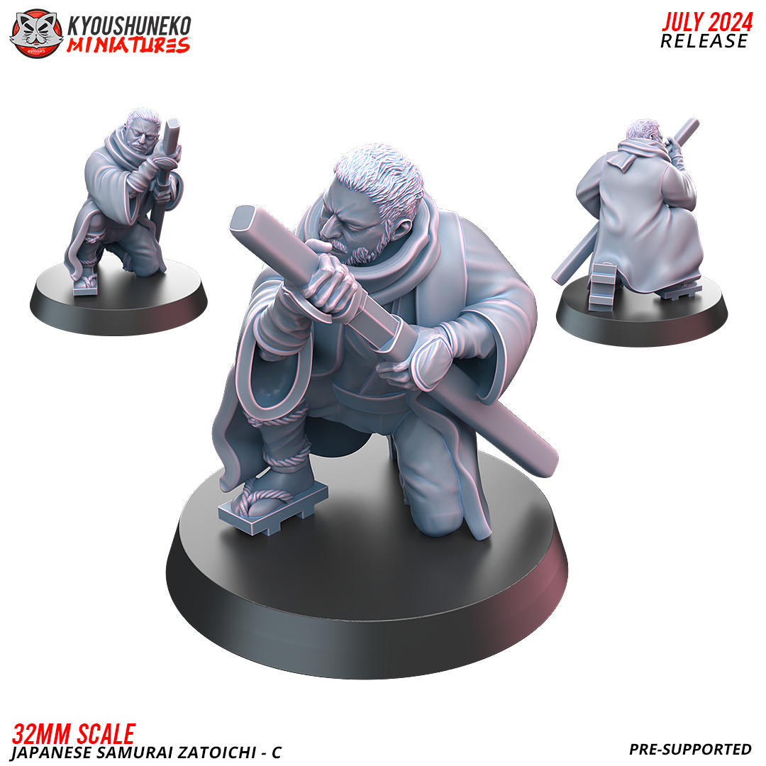 Japanese Samurai Zatoichi Miniature - by Kyoushuneko Miniatures