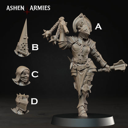 Bleeding Procession Stigmatic Nun Miniatures - Ashen Armies by Bite the Bullet