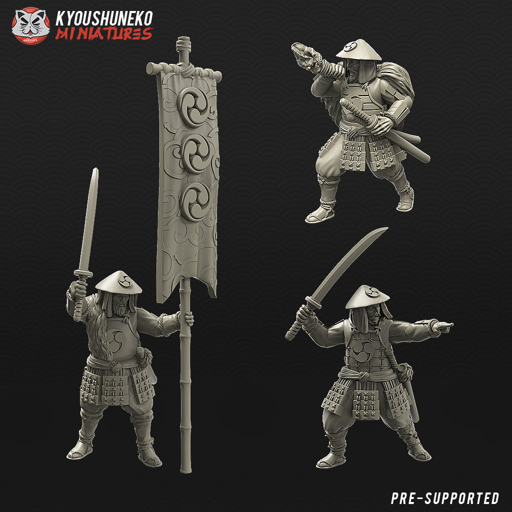Japanese Ashigaru Command Group Miniatures - by Kyoushuneko Miniatures