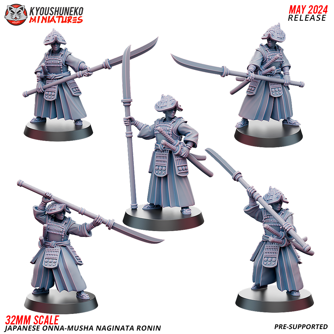 Japanese Onna Musha Naginata Ronin Miniatures - by Kyoushuneko Miniatures