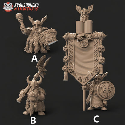 Dwarf Long Beard Command Group Miniatures - by Kyoushuneko Miniatures
