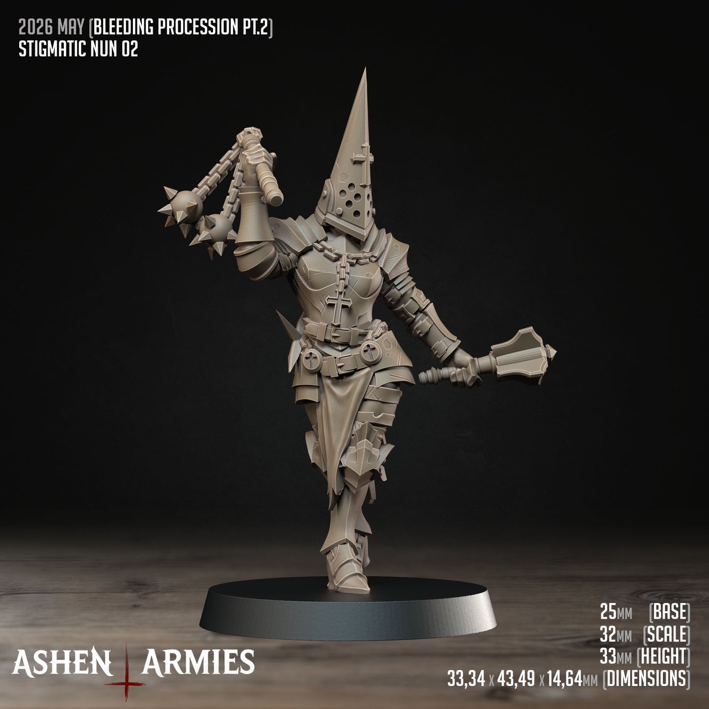 Bleeding Procession Stigmatic Nun Miniatures - Ashen Armies by Bite the Bullet
