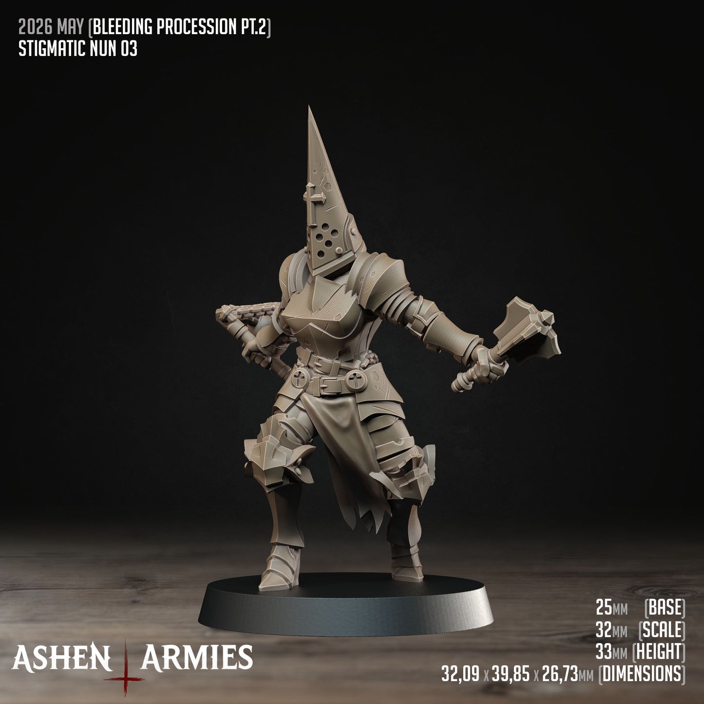 Bleeding Procession Stigmatic Nun Miniatures - Ashen Armies by Bite the Bullet