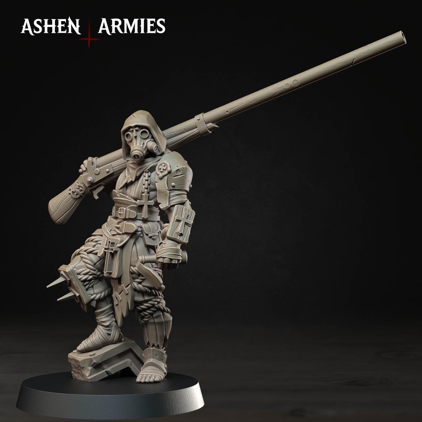 Bleeding Procession Punt Gunner Miniature - Ashen Armies by Bite the Bullet