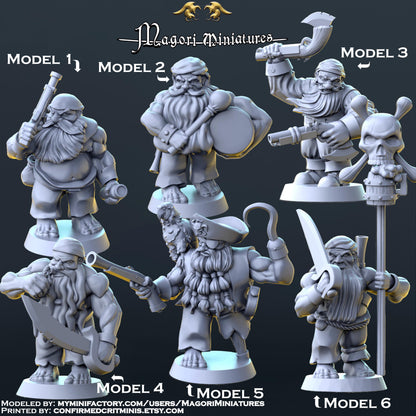 Dwarven Pirate Crew Miniatures - by Magori Miniatures
