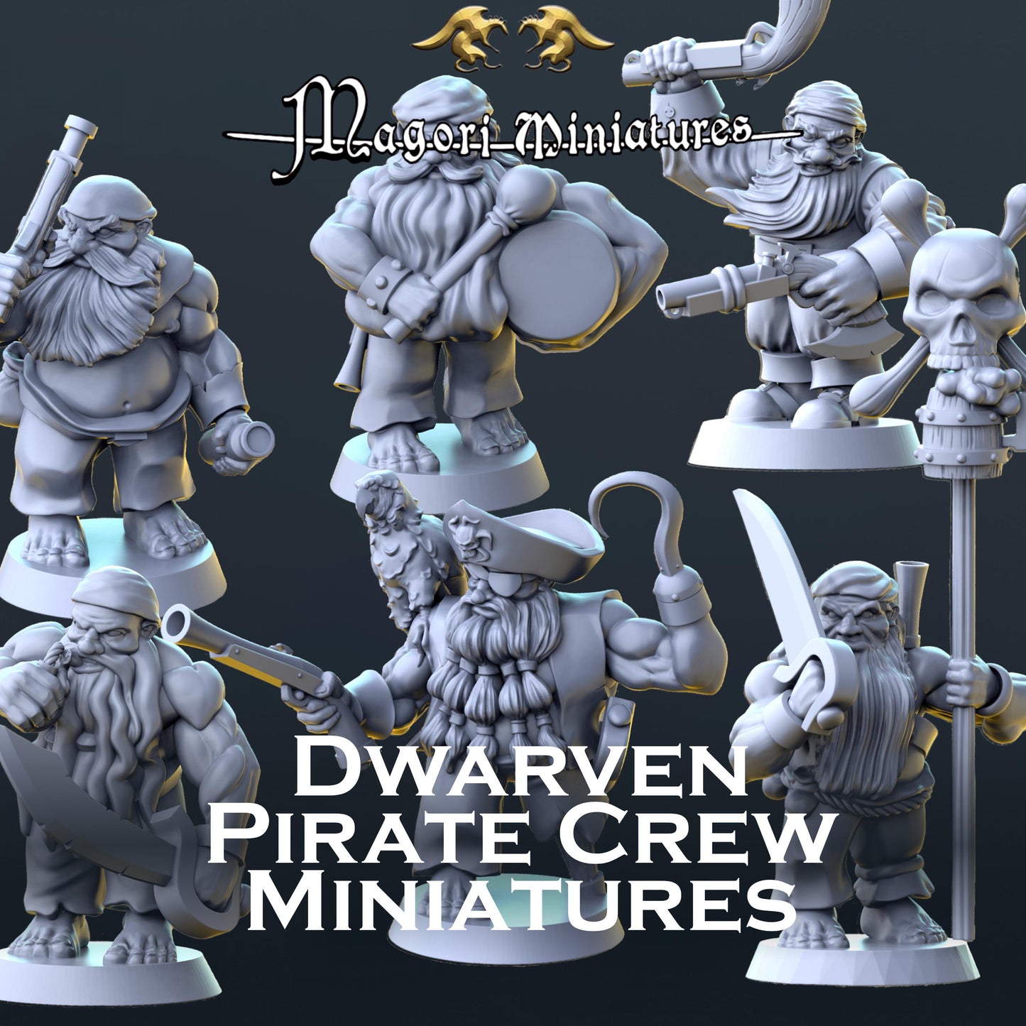 Dwarven Pirate Crew Miniatures - by Magori Miniatures